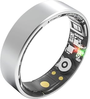 Smart Ring Health Tracking, Sleep Tracking, Heart Rate, Blood Oxygen, Blood Pressure,Fitness Ring, Activity Monitoring, 5 Days Battery, 5ATM Waterproof, No Subscription (Silver, 9#)