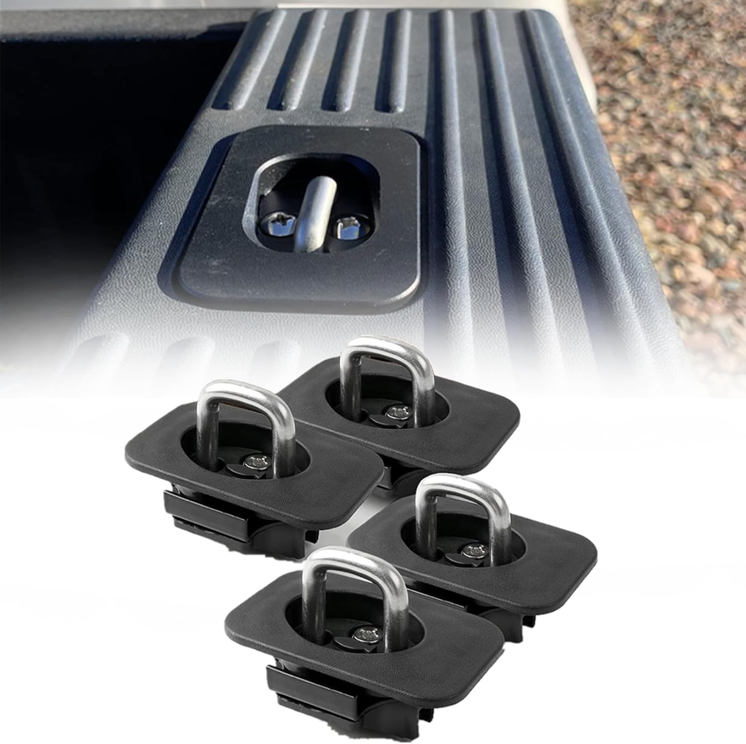 Retractable Truck Bed Tie Down Anchors Compatible with 1998-2014 Ford F150, 1998-2016 Ford Super Duty, 1995-2008 Dodge RAM, 1988-2013 Chevrolet Silverado & GMC Sierra, Exterior Accessories, 4 Pack