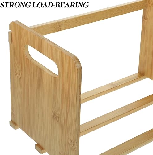 Miniatura 7 de LIFKOME Estantería de discos para libros, soporte de almacenamiento de libros, estantería de madera de mesa, álbumes de discos de vinilo