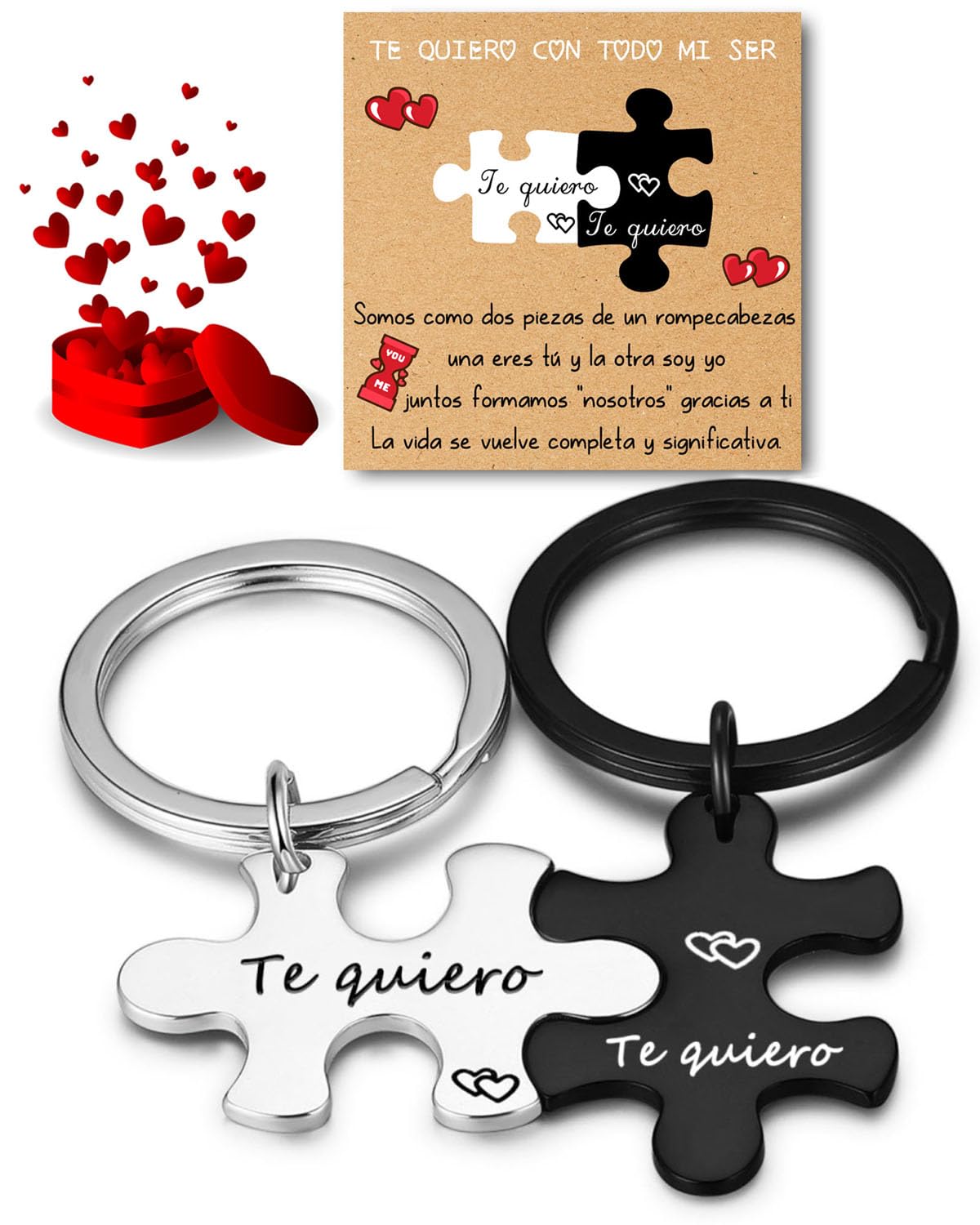 RoCetysell Regalos San Valentin Hombre Mujer Originales Llaveros, Llavero Te Quiero Regalo san valentín, Llavero Hombre Mujer Acero Inoxidable Regalos Originales Cumpleaños