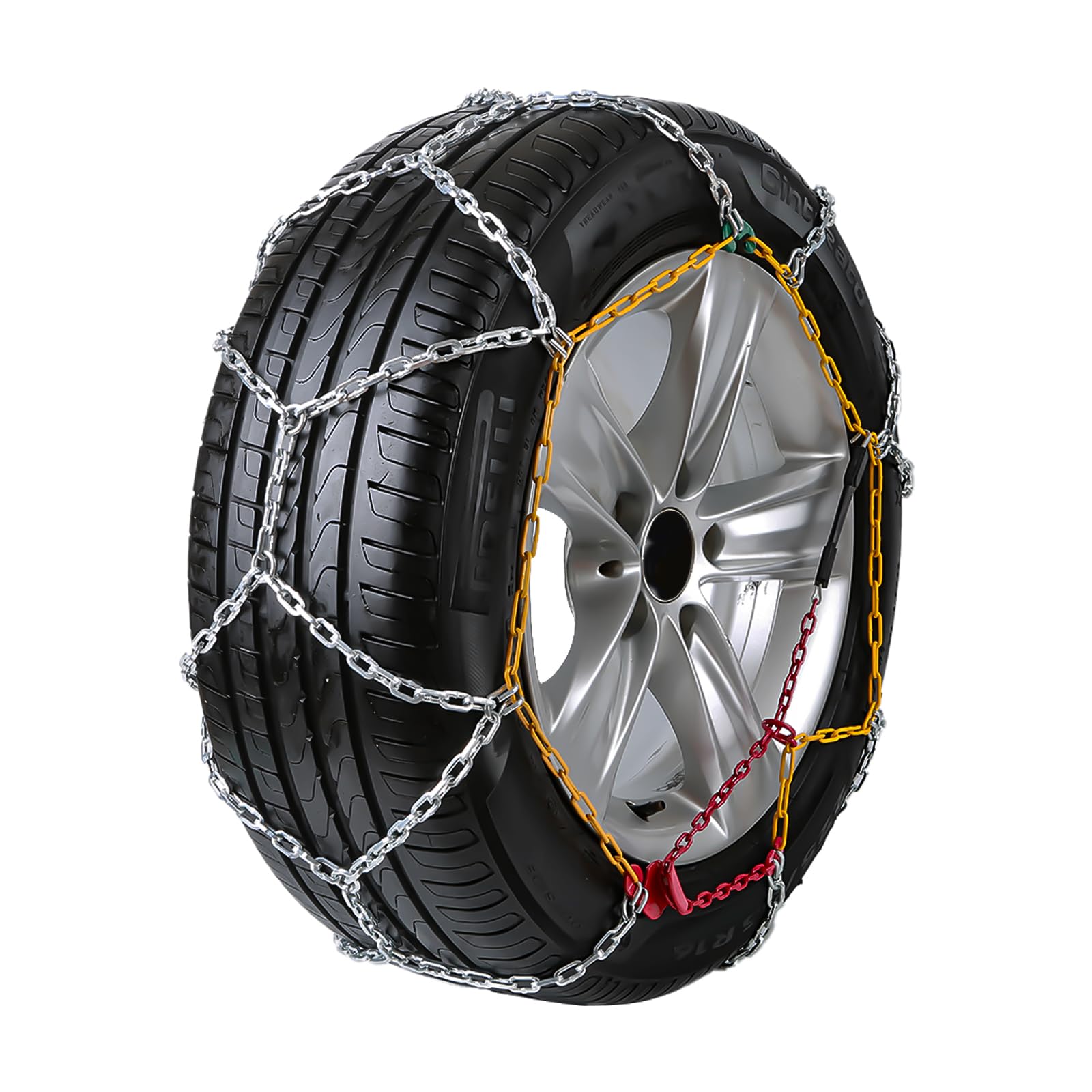 Snow Chains, Upgraded Tire Chains, Snow Tire Chains for Car/SUV/Pickup Trucks, Applicable Tire Width 225-275mm, Adjustable, Durable, Higher Stability - Set of 2, HMSC-KN140