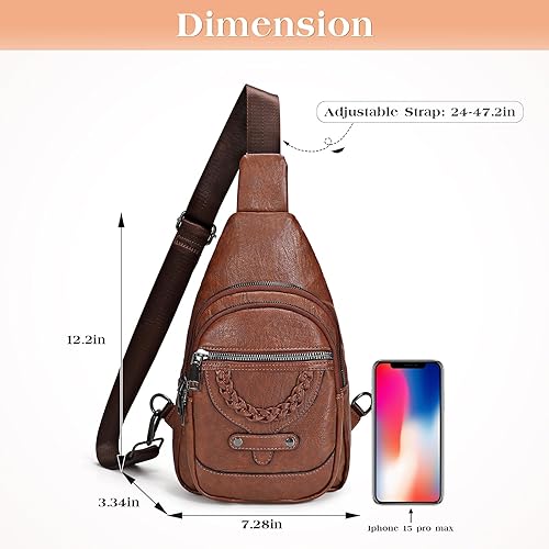 Miniatura 7 de SUOSDEY Sling Bag Crossbody Bags for Women PU Leather Sling Backpack Travel Cycling Hiking