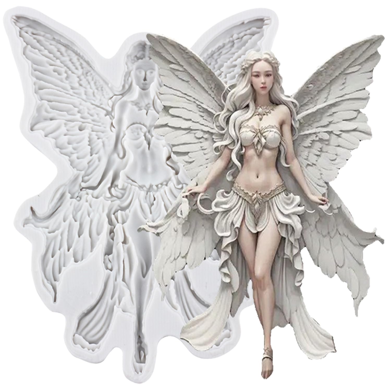 MINFEIDMS Fairies Angel Fondant Moulds Flower Fairy Silicone Moulds for Cake Decorating Cupcake Topper Chocolate Gum Paste Candy Polymer Clay