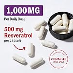 Resveratrol 1000mg | Made in Canada | High-Potency Antioxidant for Healthy Aging & Cellular Health Support | 500mg Per Capsule | Non-GMO & Vegan | Trans Resveratrol Supplement Canada | 60 Capsules