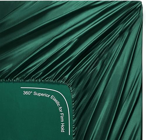 Miniatura 7 de Lanest Housing Sábanas de satén de seda, juego de sábanas de satén tamaño matrimonial con bolsillos profundos, sábanas de satén suaves e