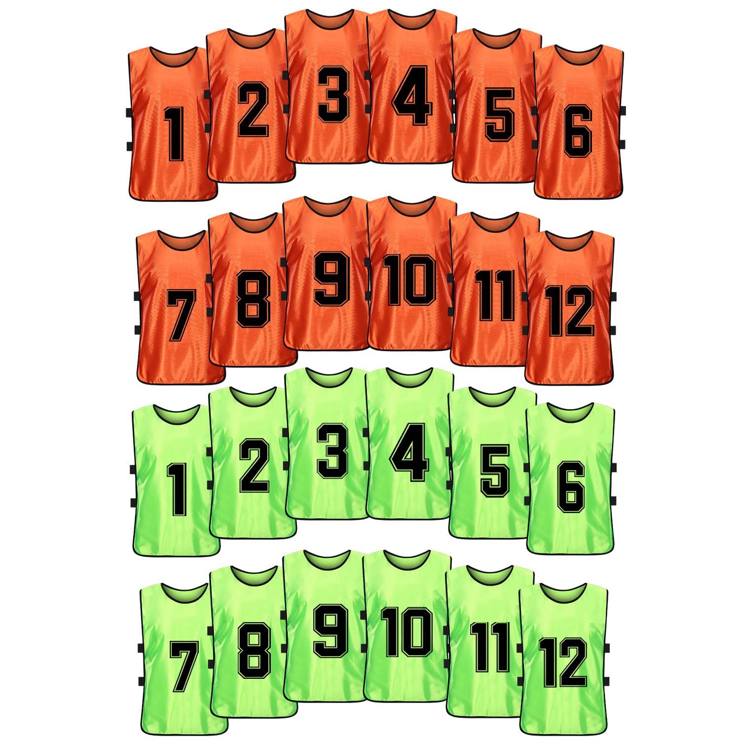 Scrimmage Training Vest Team Sports Pinnie Reversible Numbered Soccer Team Pennies Kids Youth Adult Jerseys (24 Pack)-image-28