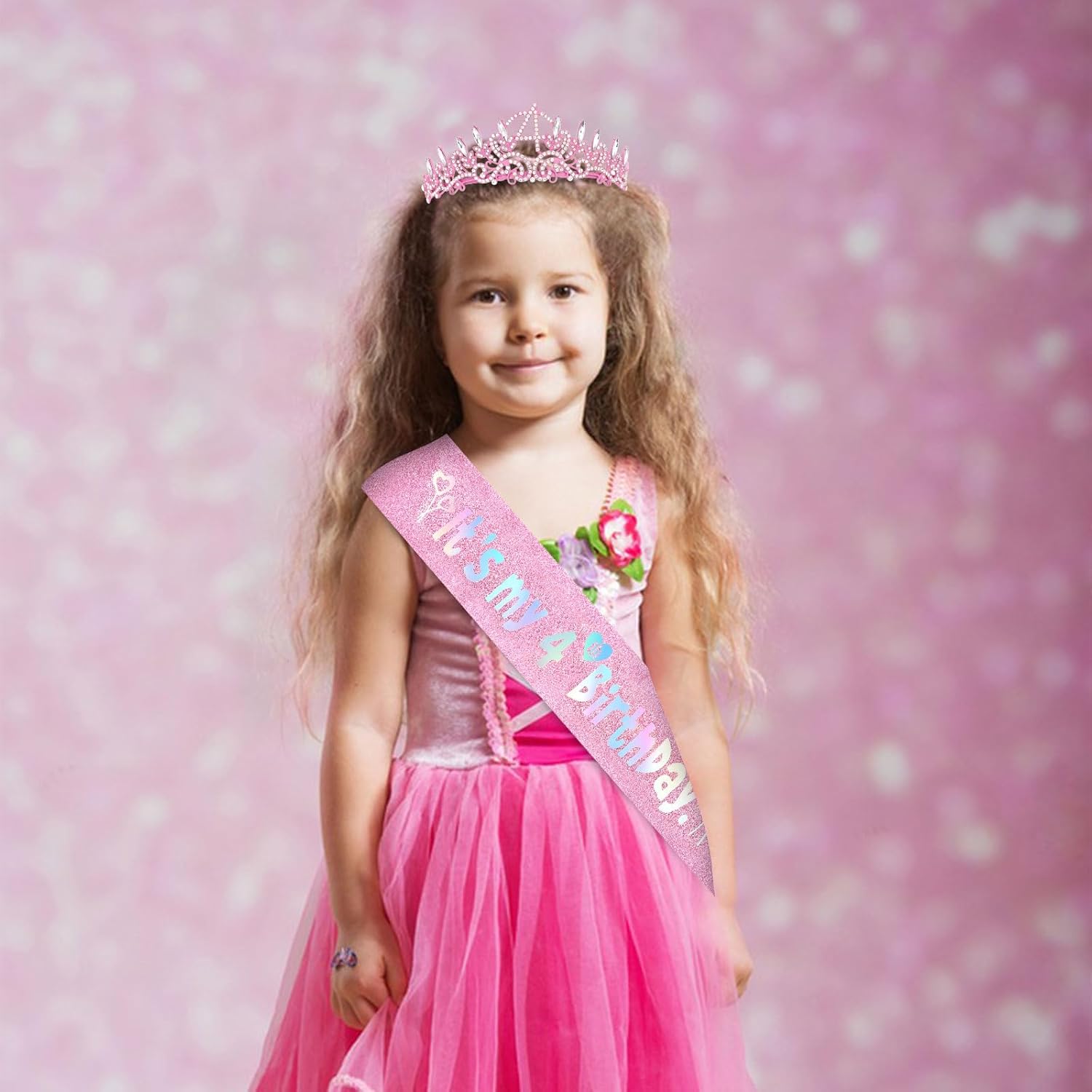 YARIEW Birthday Decorations Glitter Sash and Crown Kit, Sparkle Birthday Tiara Crown and Sash Party Outfit Accessory - Image 5