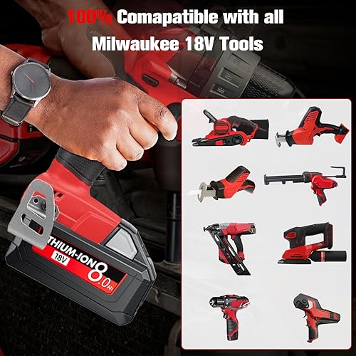 Miniatura 4 de Repuesto para batería Milwaukee M18 de litio XC 8.0Ah compatible con Milwaukee 18V 48-11-1815 48-11-1820 48-11-1840 48-11-1850 48-11-1860