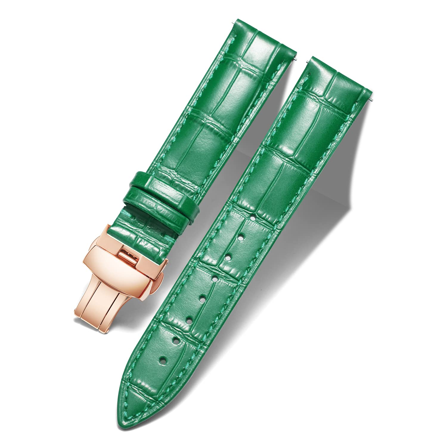 BINLUN Leather Watch Bands Replacement Alligator Pattern Watch Strap for Men Women with Silver/Gold/Rose Gold Butterfly Deployment Buckle 12mm 13mm 14mm 16mm 17mm 18mm 19mm 20mm 21mm 22mm 23mm 24mm — view 10