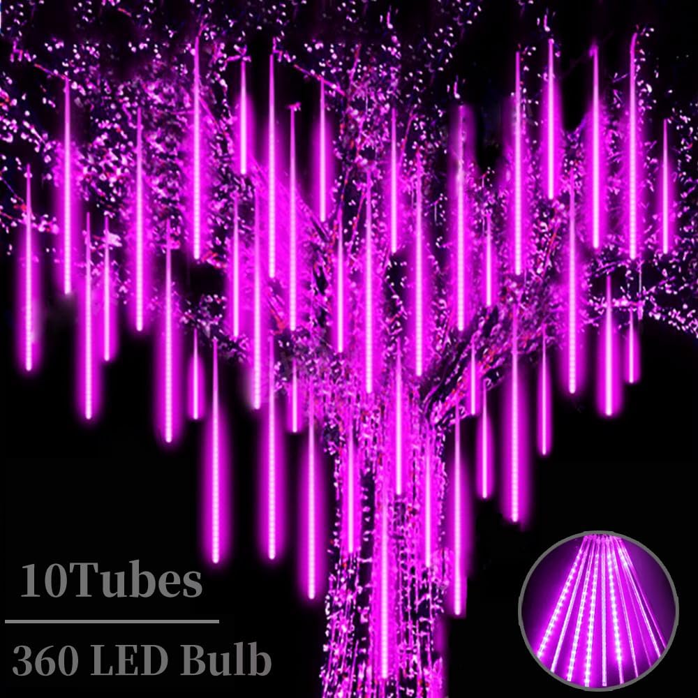 26.9' (8 Tubes/192-LED) Adecorty UL Plug Outdoor Meteor Shower Lights (Purple, Blue) $6.50