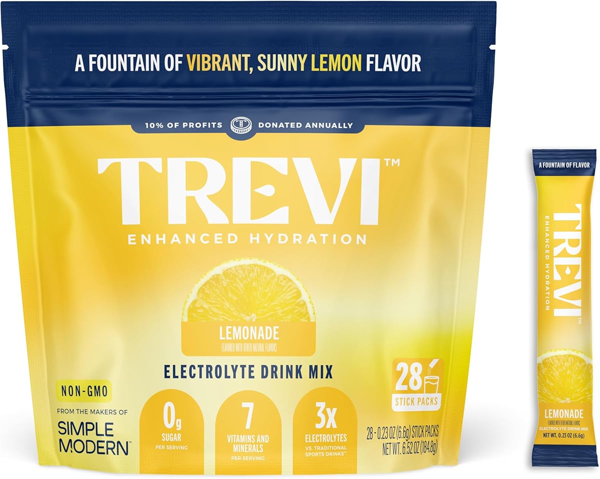 TREVI™ Sugar Free Electrolytes - Drink Mix Hydration Powder Packets - 28 Count - Lemonade