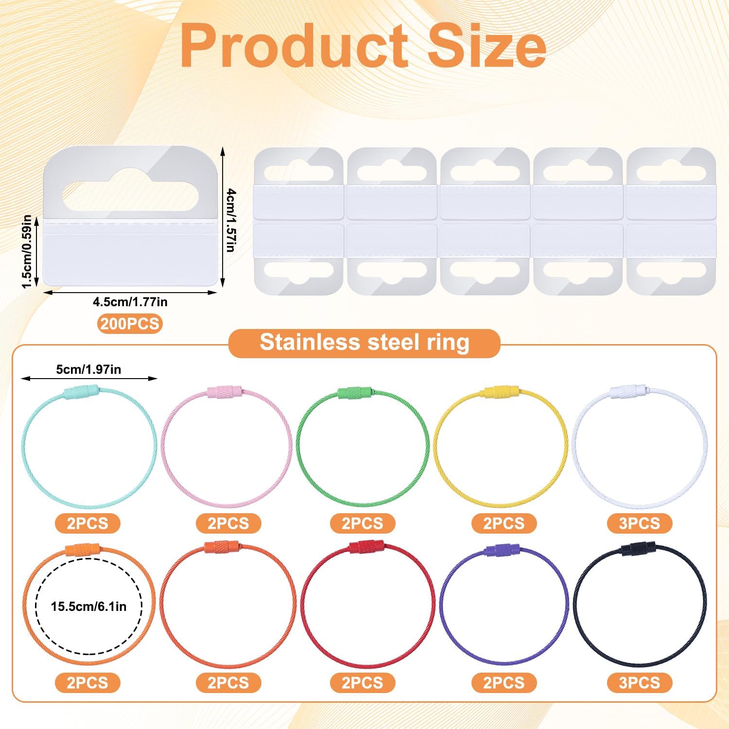 Card Holder for Yoto Cards Rings and Tabs, 200pcs 1.57x1.77in Self Adhesive Tabs & 20pcs Multi-Colored Stainless Steel Keyring Loops Organizing Supplies for Yoto Player Card Accessories