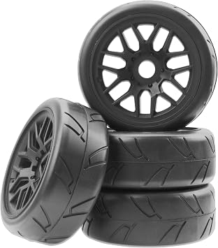4Pack Vgoohobby 17mm RC عجلات وإطارات 104mm 1/8 Off Road Buggy Rubber Street Tires متوافق مع Arrma Typhon Talion 6S Redcat Tamiya HPI Losi Kyosho Hobao 1/8 RC Off Road Buggy 14 Spoke