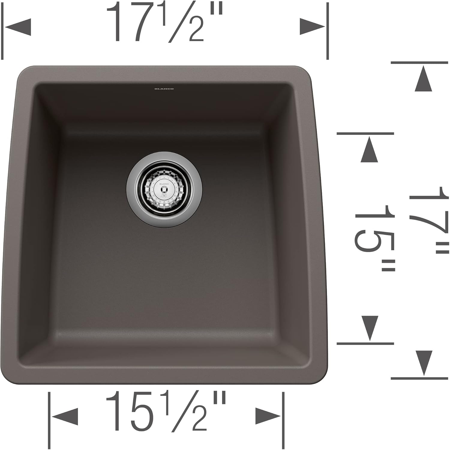 BLANCO 443124 PERFORMA SILGRANIT Undermount Bar Sink, 17.5" L X 17" W - Volcano Gray
