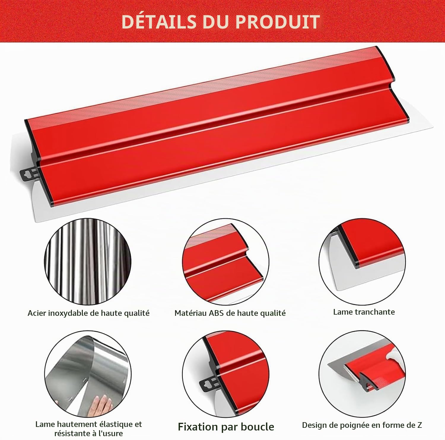 14 PCS Kit de Couteau à Enduire Professionnel, 25/40/60/80 cm Lames en Acier Inoxydable 0,35 et 0,5 mm, Perche Télescopique 1,28 m et Mallette pour Plaquiste, Kit de Lissage pour Cloisons Sèches