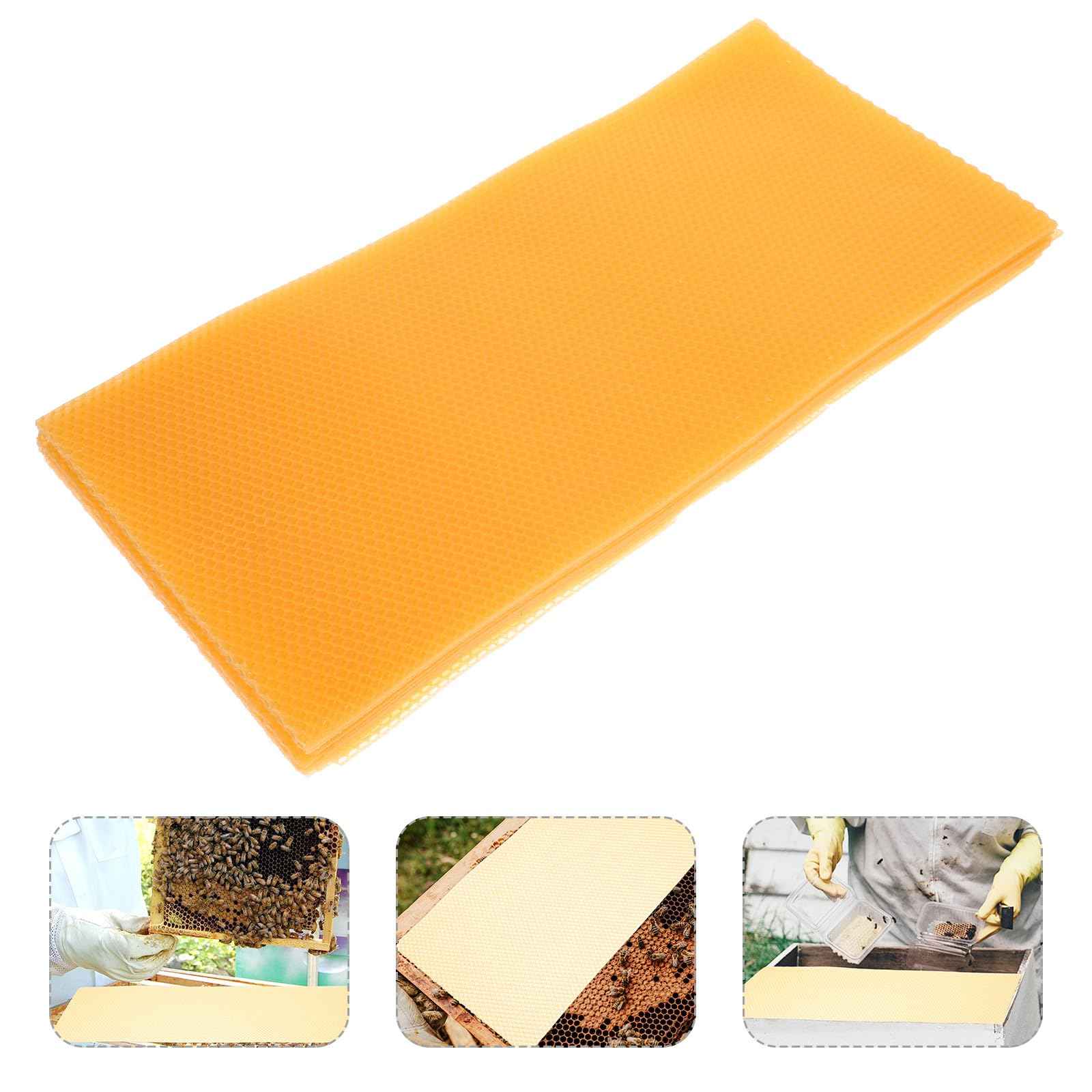 10pcs Cire Gaufrée Dadant en Cire d'abeille Naturelle, Feuilles Alvéolées pour Outils Apicoles, Facilitant la Construction de Ruche et L'apiculture