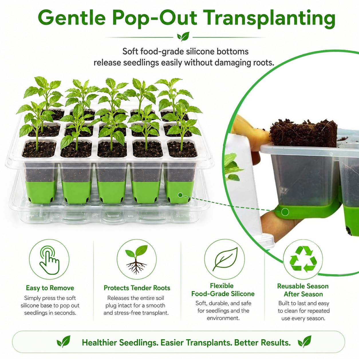 Bandejas de Semilleros,5 Pcs Semilleros de Germinacion con Luces para Plantas,Silicona Flexible Células Invernadero Pequeño Bandejas,Germinador de Semillas con Regulador De Tiempo,Humedad Ajustable