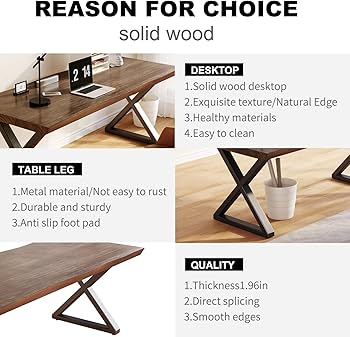 Amazon.com: jmzx store Solid Wood Rustic Style 55.1-inch Computer