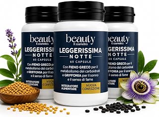 Leggerissima Notte Integratore Alimentare Notturno in Capsule, 180 Capsule | Supporto al Controllo del Peso, Benessere Notturno, Con Griffonia, Fieno Greco e Mate