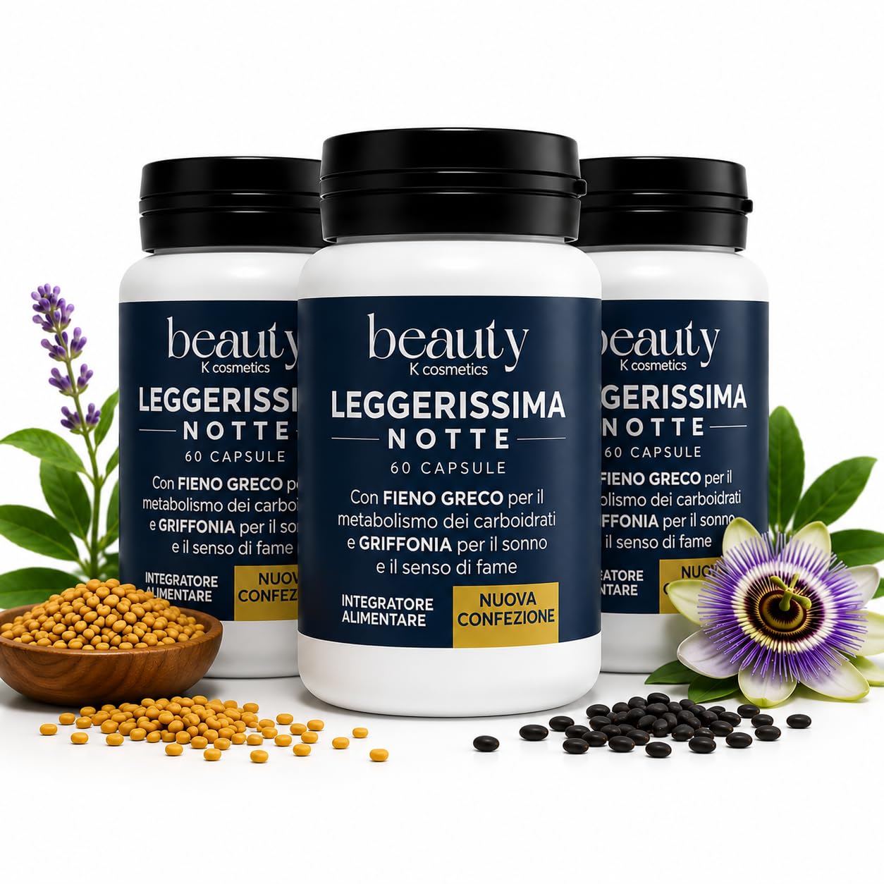 Leggerissima Notte Integratore Alimentare Notturno in Capsule, 180 Capsule | Supporto al Controllo del Peso, Benessere Notturno, Con Griffonia, Fieno Greco e Mate