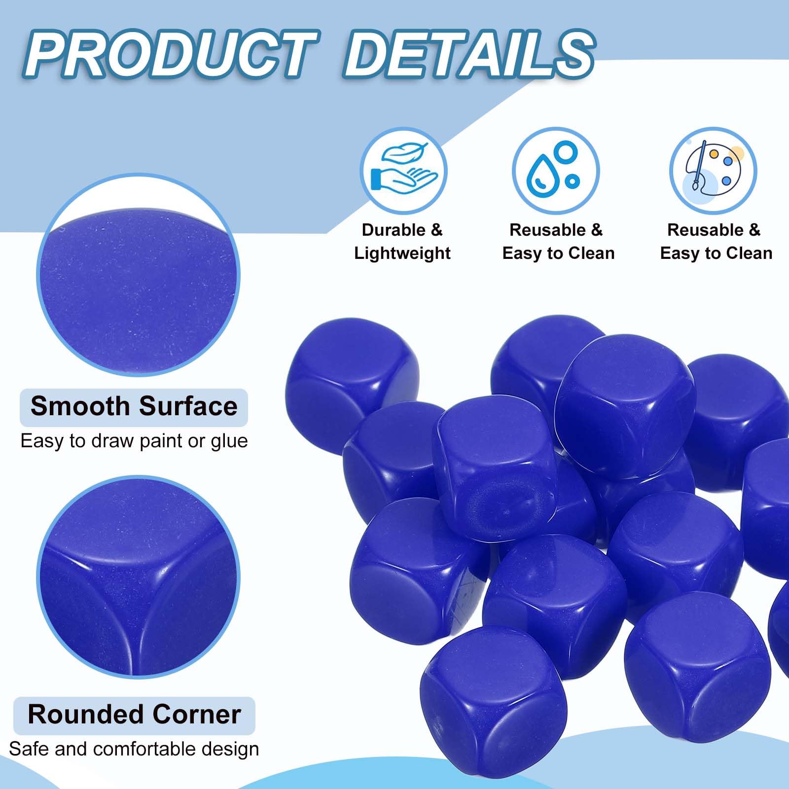 PATIKIL 16 mm Acrylic Dice Blank - Image 3