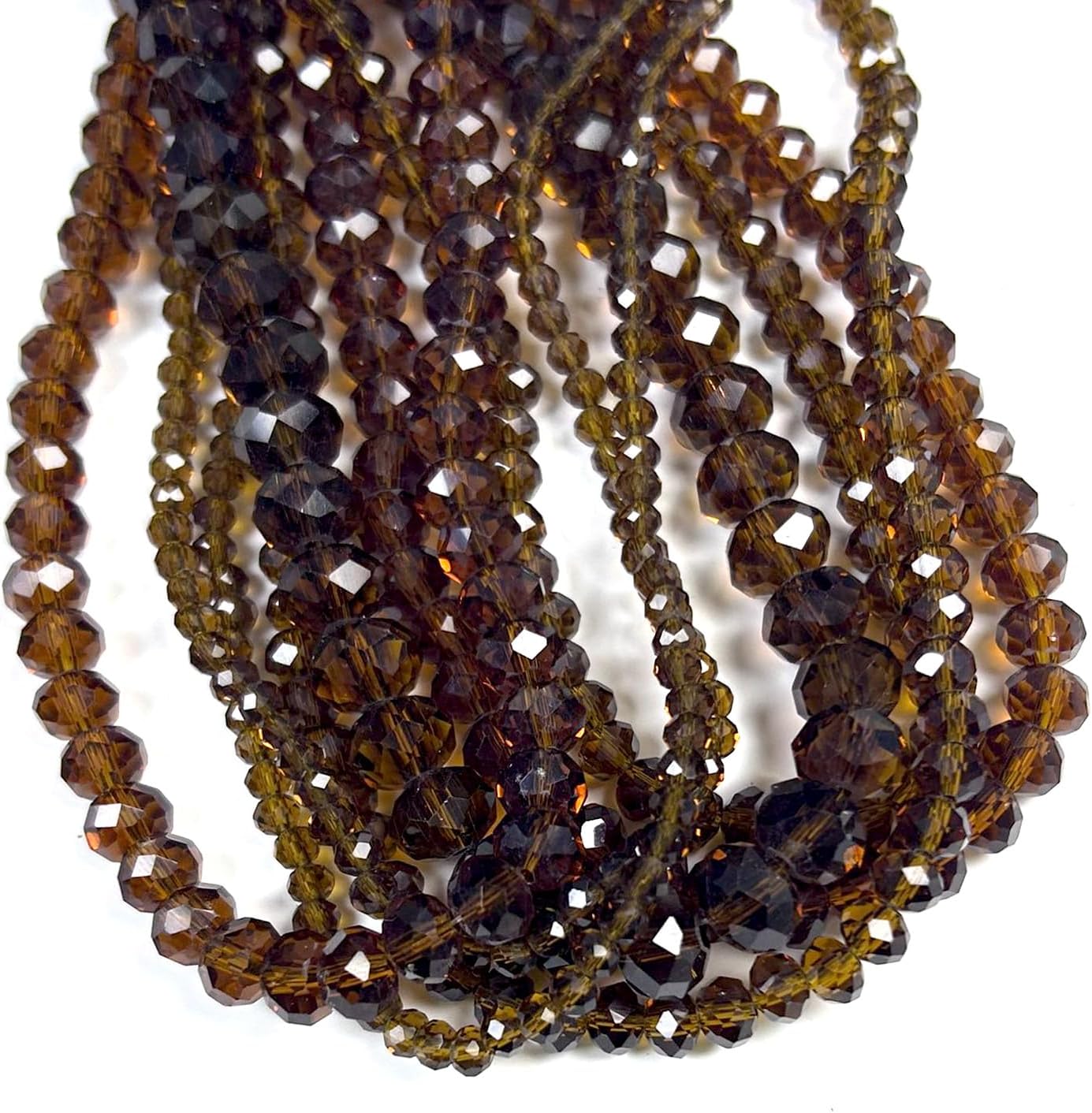 580pcs 4/6/8/10mm Glass Beads Deep Amber Faceted Crystal Briolette Loose Beads for Bracelets Necklaces DIY Crafts - Image 4