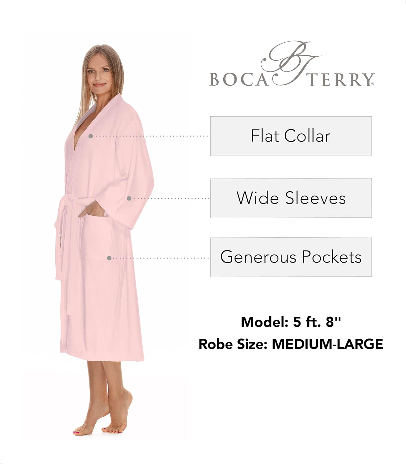 Womens Terry Cloth Bathrobe by Boca Terry, Cotton Spa Robes, Plush Hotel Bath Robe, M/L, 2X, 4X - Image 5