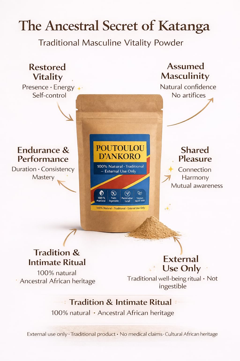 Ankoro,poutoulou 100% naturale del Congo. Afrodisiaco biologico, ritardante premium in polvere bio super potente (prima qualità pura, non miscelato) sacchetto con cerniera da 10 grammi per 15-25
