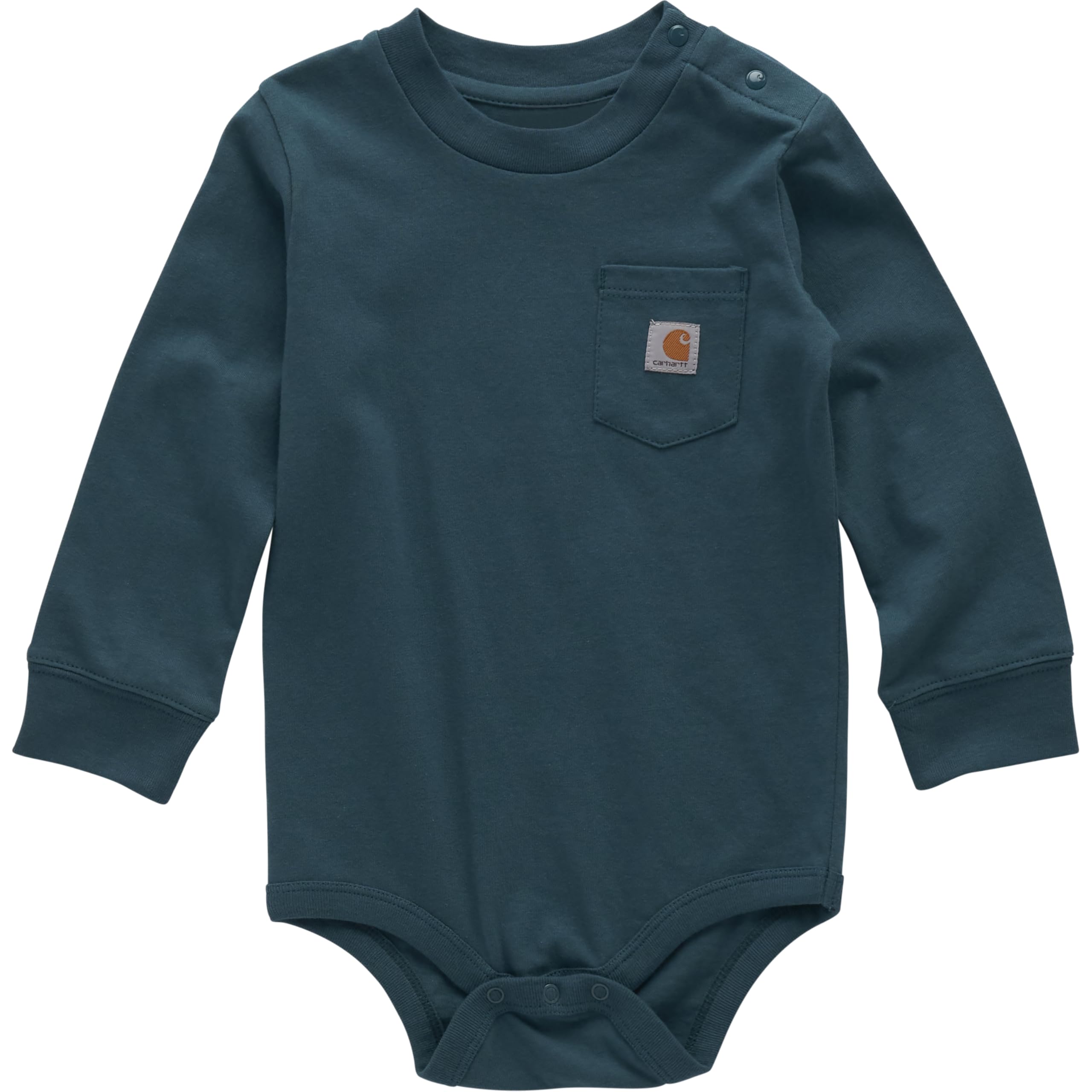 Carhartt Unisex Baby Long-Sleeve Bodysuit | 100% Cotton | Made From Breathable, 100% Cotton Jersey | Easy Changes 3 Months Atlantic Deep