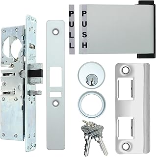 Summit Doorware Adams Rite Style Latch Storefront Door Mortise Deadlatch Lock Exit Paddle Handle Kit w/Mortise Cylinder & Keys, Push Door to Left (Aluminum, 1-1/8'' Backset), SDWDLPHLH