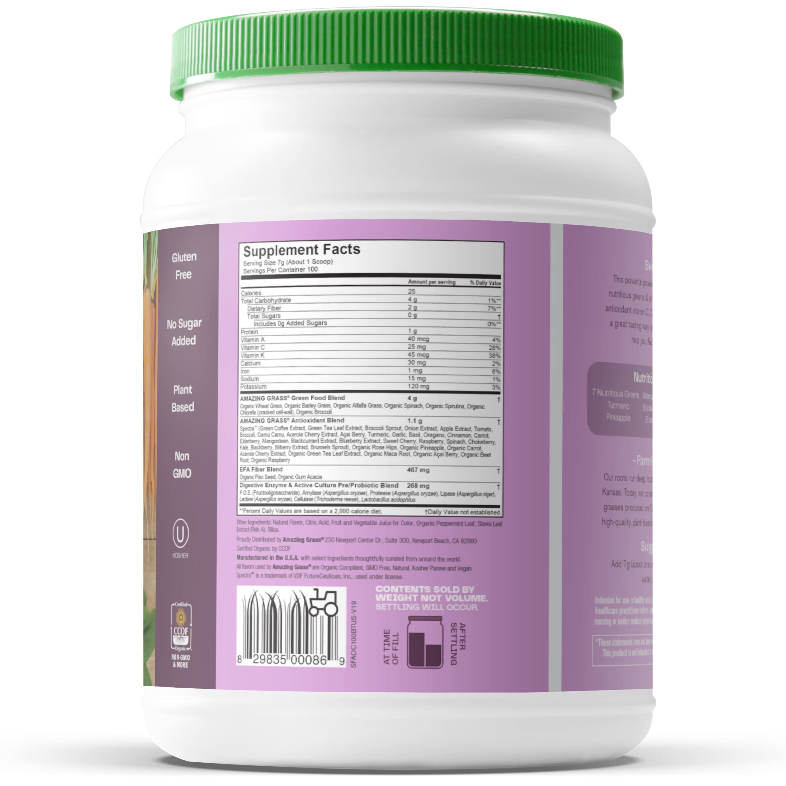Amazing Grass Greens Blend Antioxidant Super Greens Powder with Spirulina, Beet Root Powder