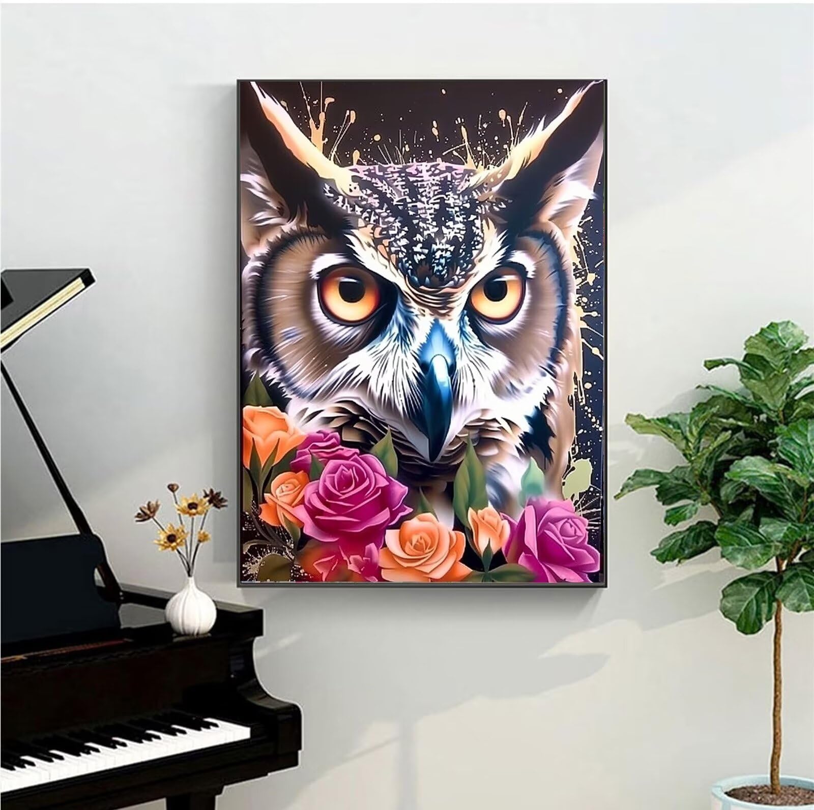 Peepezo Malen nach Zahlen Kinder Eule, Farben Geschenke für Mädchen Junge, Bastelset Kinder, Malen nach Zahlen | Malen nach Zahlen, Bastelset Mädchen 60x80cm (mit Rahmen)