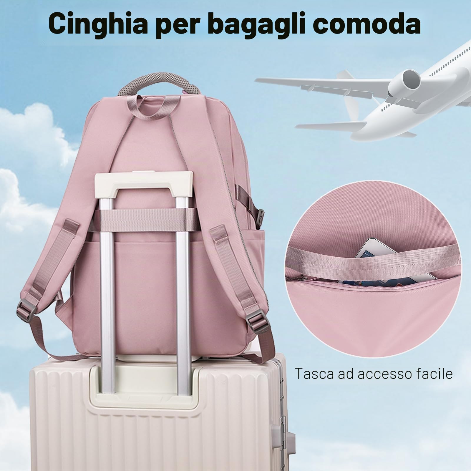 Zaino Porta PC 15.6 Multifunzione per Donna, Computer Portatile Comodo e Traspirante per Campeggio e Escursionismo