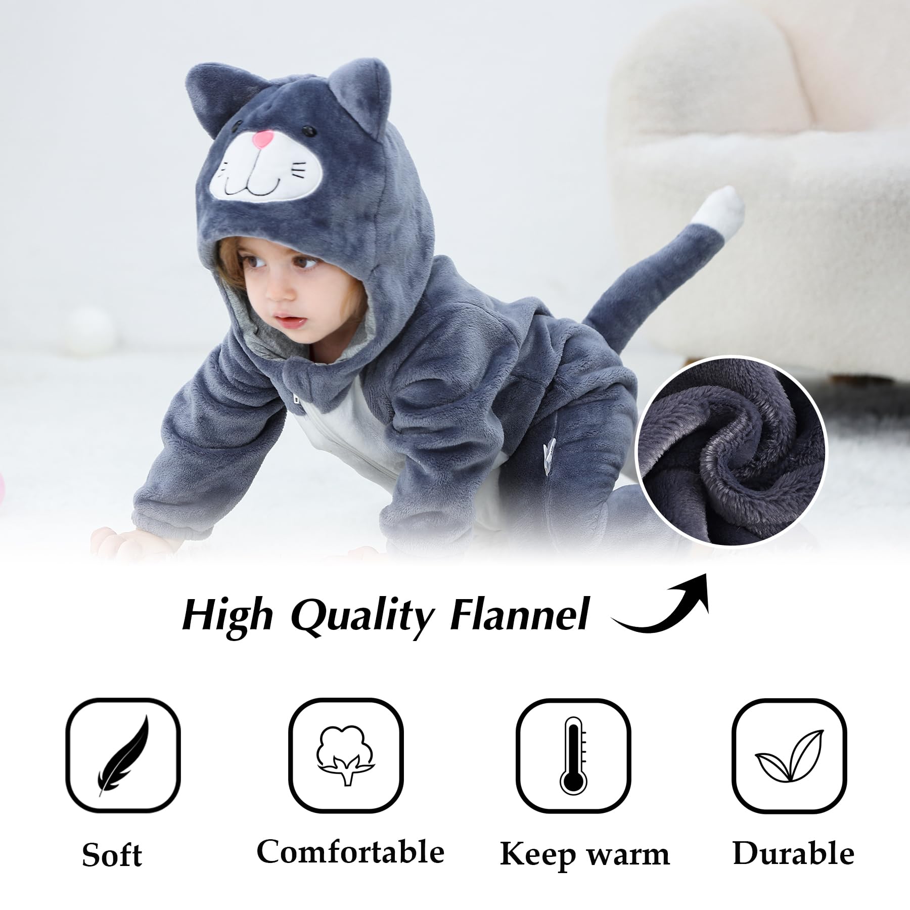 TONWHAR Unisex Baby Animal Halloween Costume Kid's and Toddler's Autumn Winter Outfits Jumpsuit — view 5