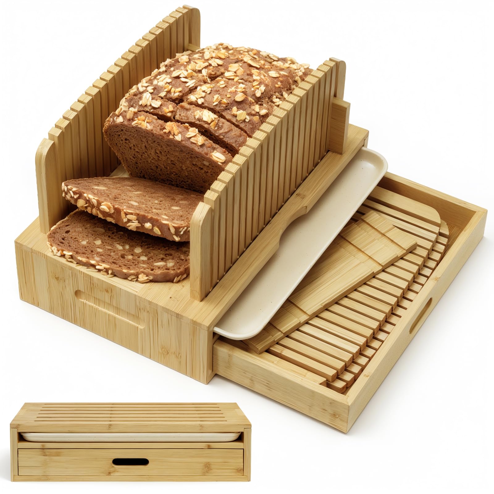 Photo 1 of **MISSING PARTS**
Bamboo Bread Slicer for Homemade Bread Adjustable Width Slicing Guides, Compact Loaf Cutter for Perfect Slices