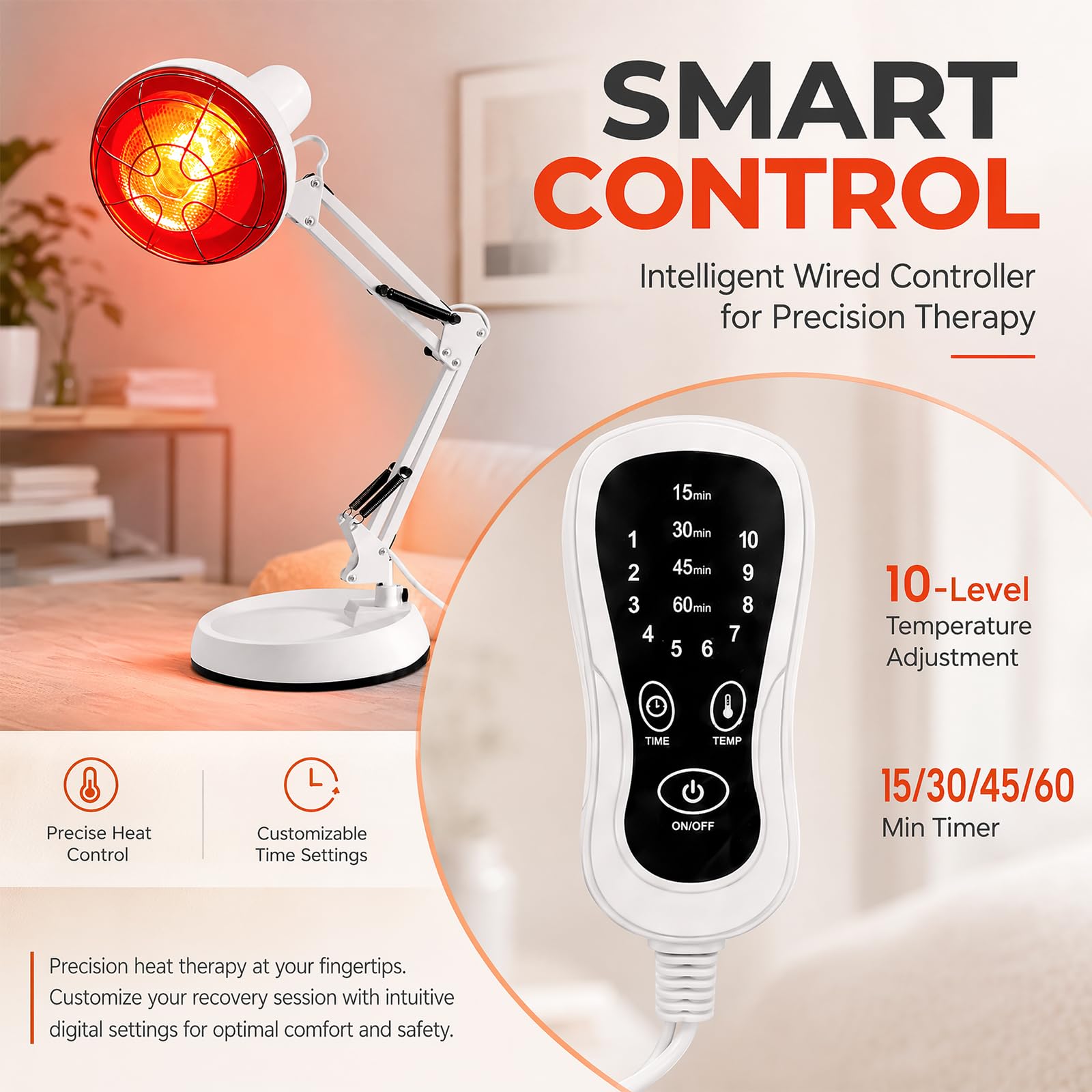 Rotlichtlampe Infrarotlampe Wärmelampe 150 Watt – Infrarotlicht Rotlicht Lampe zur Schmerzlinderung & Therapie, Infrarot Wärmelampe mit Timer für Gesicht, Verstellbare Red Light Therapy Infrared Lamp