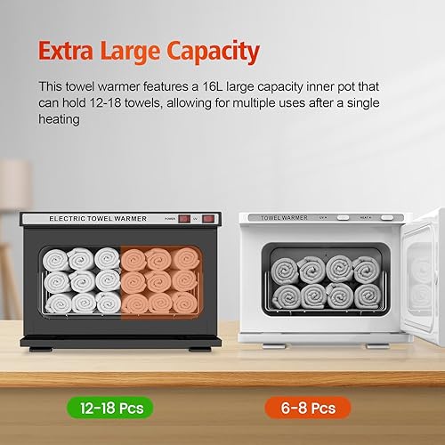 Miniatura 3 de Calentador de toallas, calentador de toallas profesional de 16 L, uso de calefacción para spa, masaje, salón, peluquero y hogar, color negro