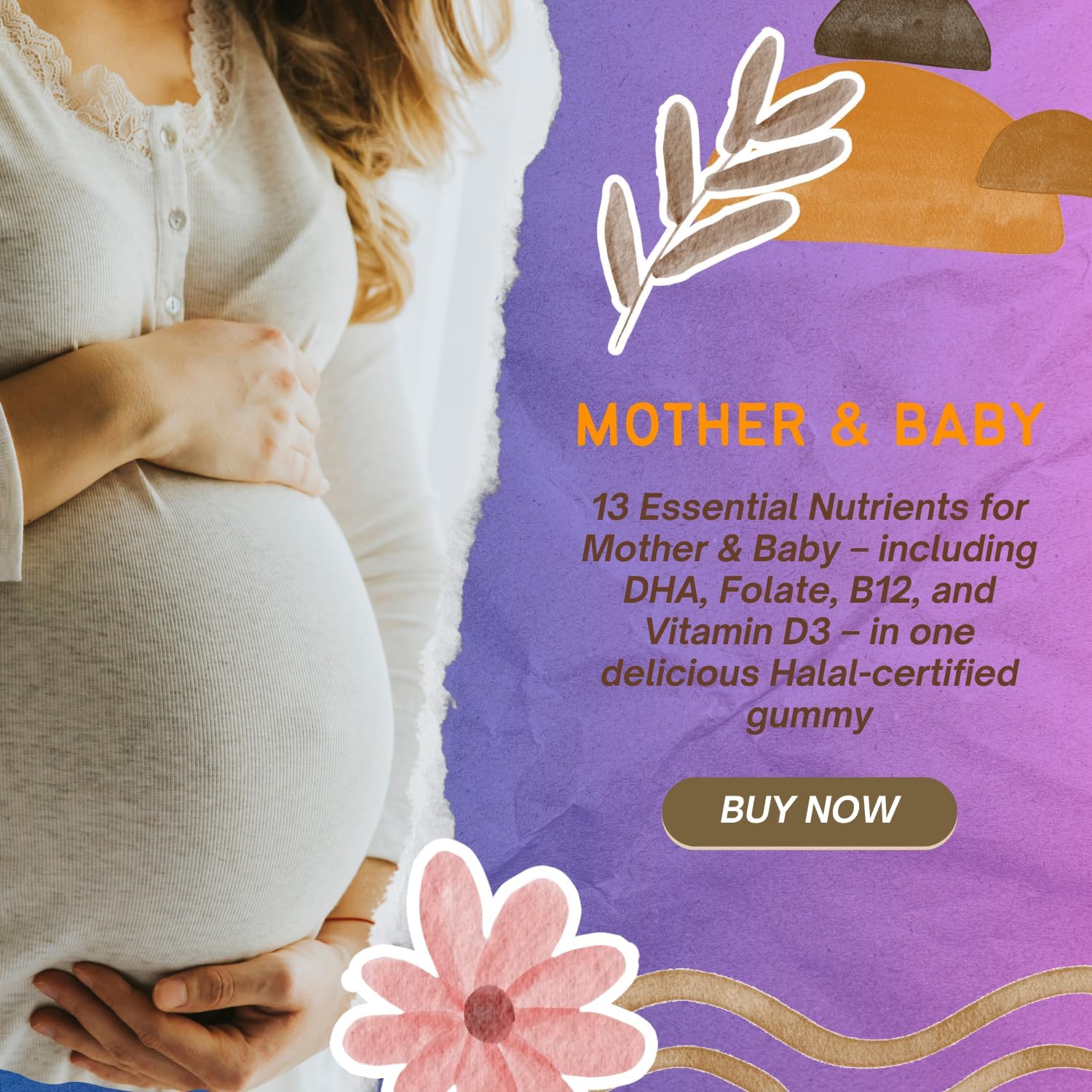 Halal Prenatal Multivitamin Gummies with DHA & EPA from Fish Oil – Support for Mom & Baby Health | 60 Gummies – Halal Certified, Made in USA