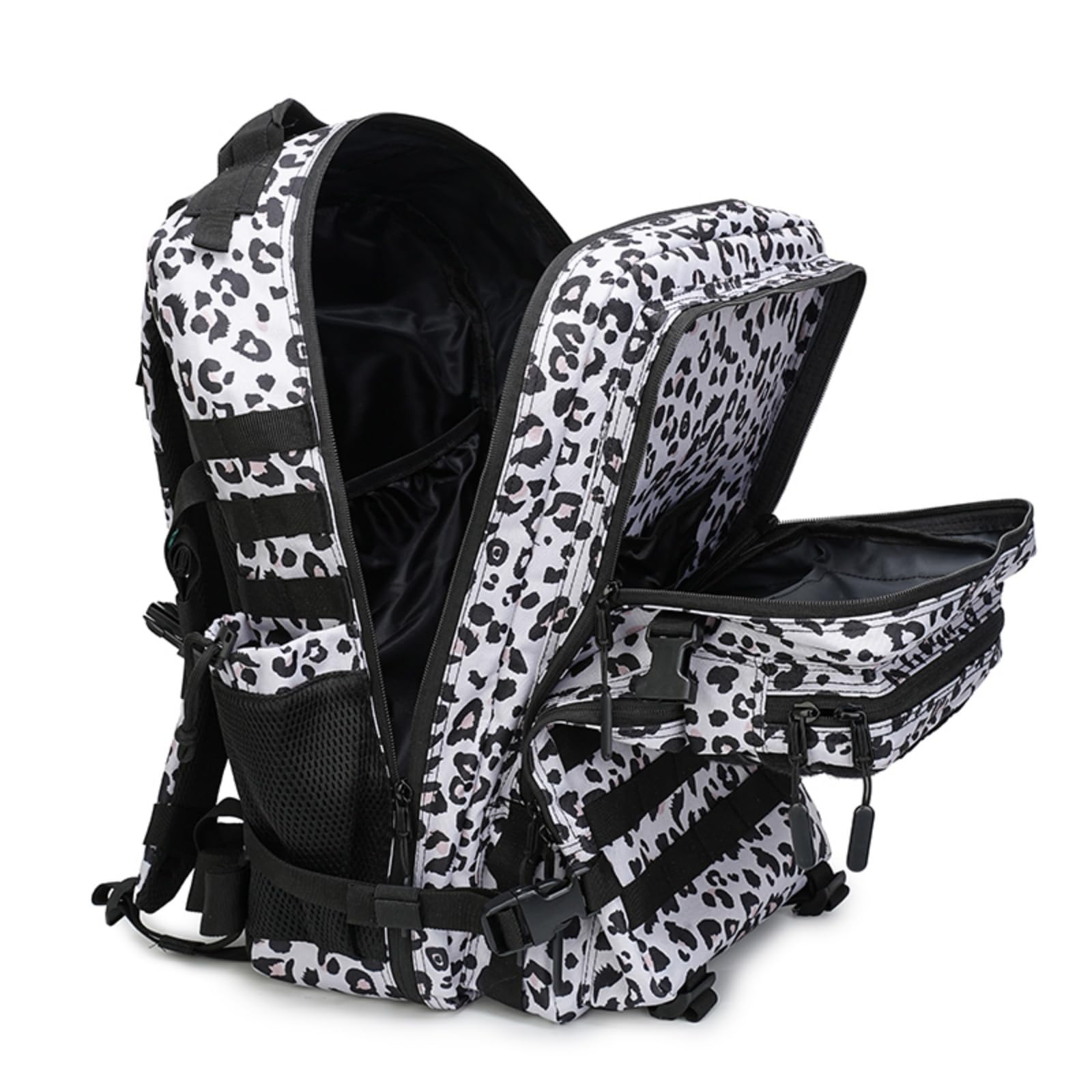 Mochila Táctica Militar 45L,Gran Capacidad, para Senderismo,Acampada y Crossfit,Hombre/Mujer (Sin bolsillo lateral, Estampado de leopardo)