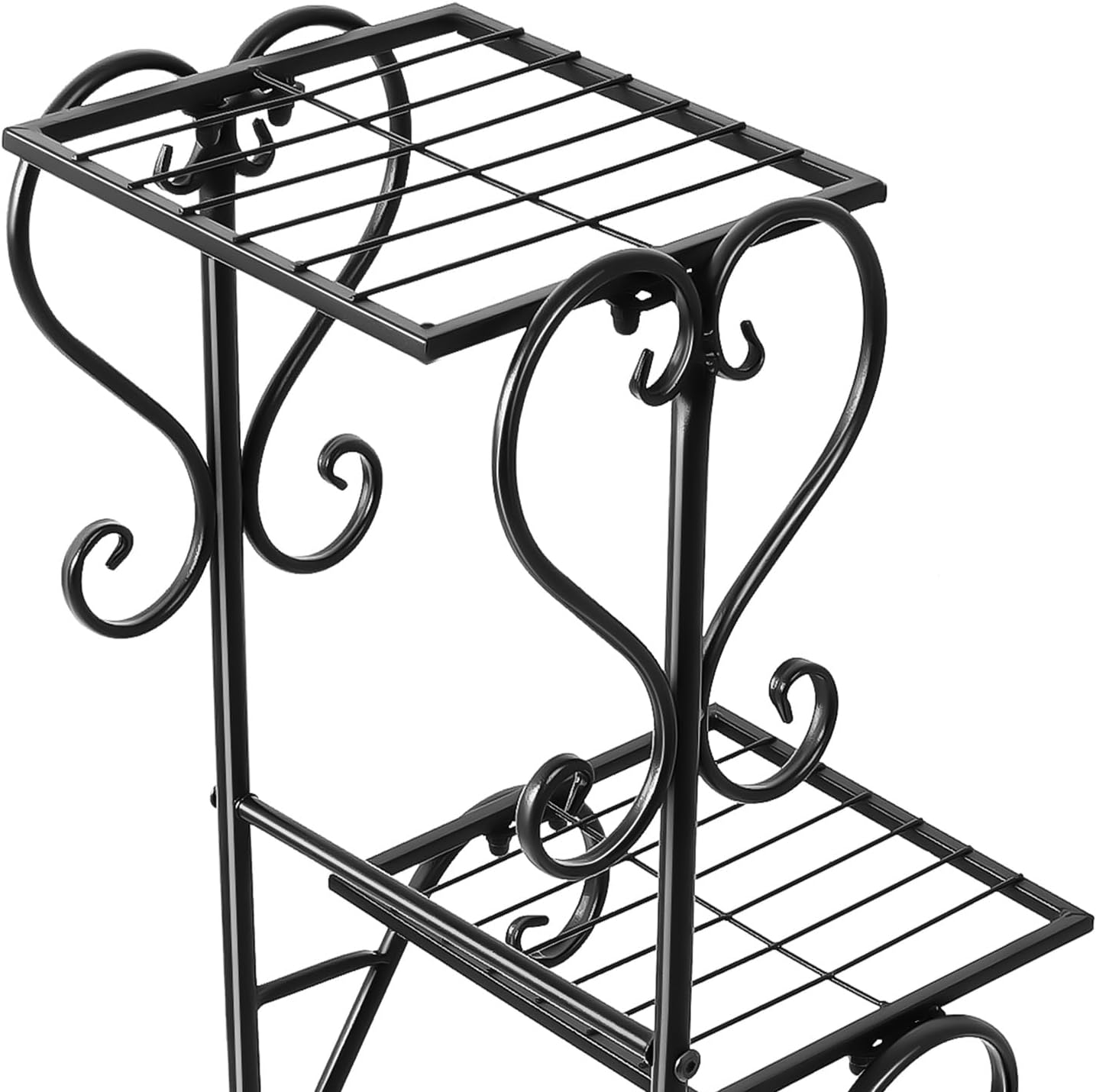 5 Tier Metal Plant Stand Indoor Outdoor, Upgraded Tall Iron Spiral Corner Plant Shelf- Tiered Storage Flower Pot Holder Display Organizer for Balconies, Living Rooms, Courtyards, Gardens, Black