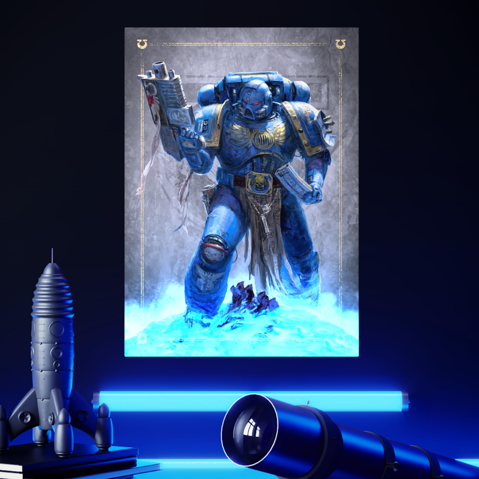 Displate - Poster in metallo - Wall Art - Warhammer - Space Marines - Ultramarine Battle Brother - Größe L - 67,5 x 48 cm Matt