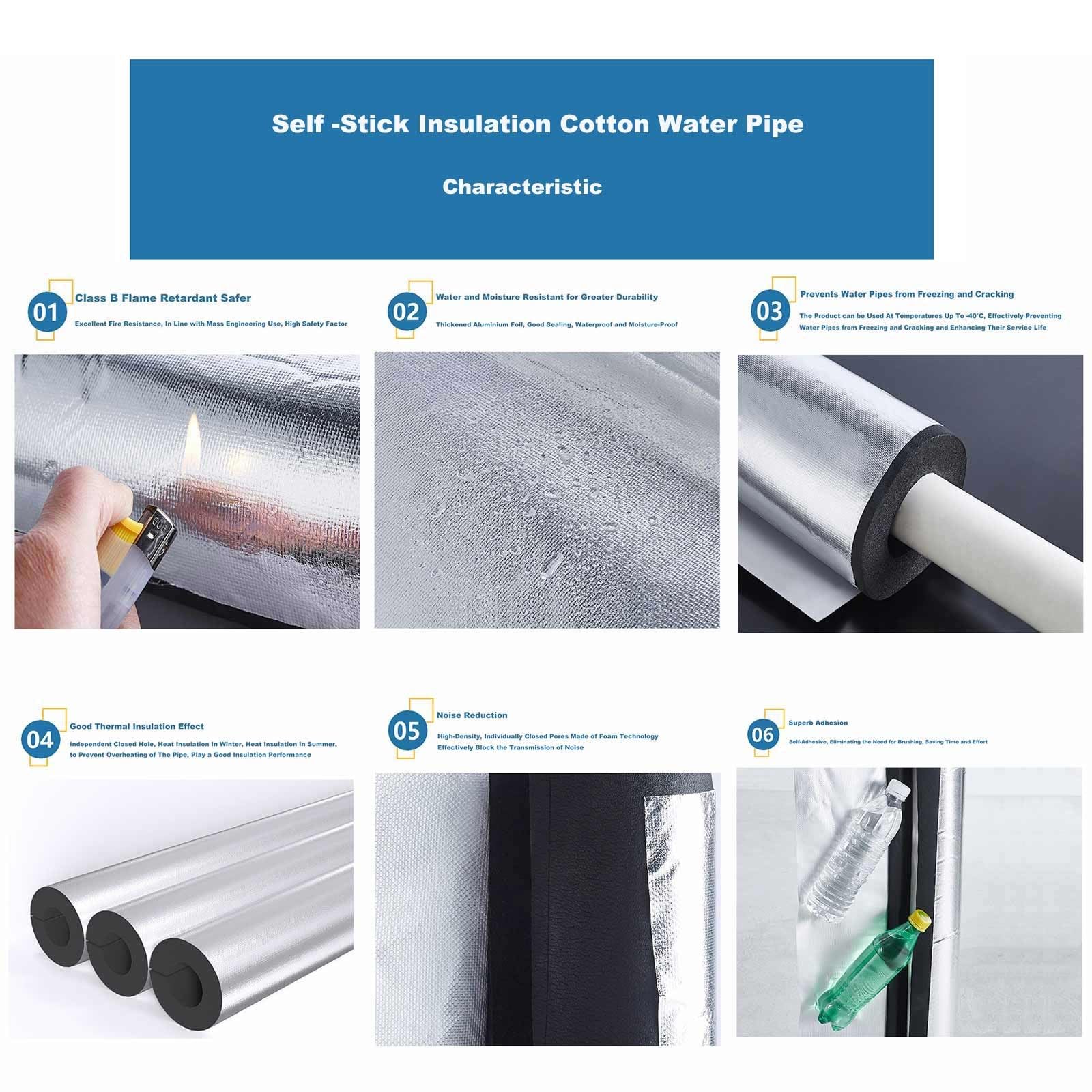 Envoltura Aislante para Tuberías de Agua, Tubo de Espuma de Revestimiento Aislante para Tuberías 50 mm Espesor Anticongelante Retardante de Llama para Acondicionadores de Aire Solares(108.0 mm/4-1/4")
