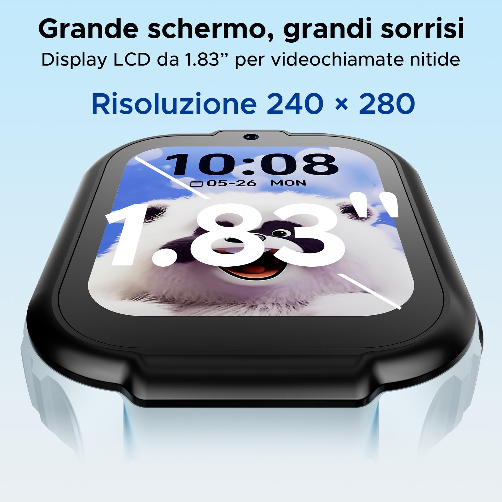 ANYSCENES1-Azzurro Smartwatch bambini 4G, Videocall HD, Dynamic Island, GPS triplo, Recinto elettronico, Modalità classe, IPX7, 5 giorni