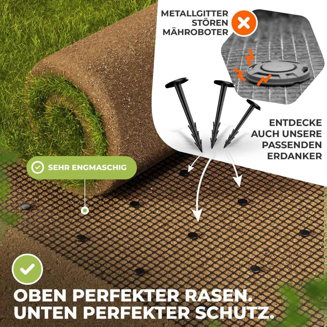 Florade® Premium Maulwurfgitter | Schwarz | 330g/m² | Effektiver Schutz für den Garten | Robust, langlebig, leicht anzuwenden | Maulwurfshügel verhindern