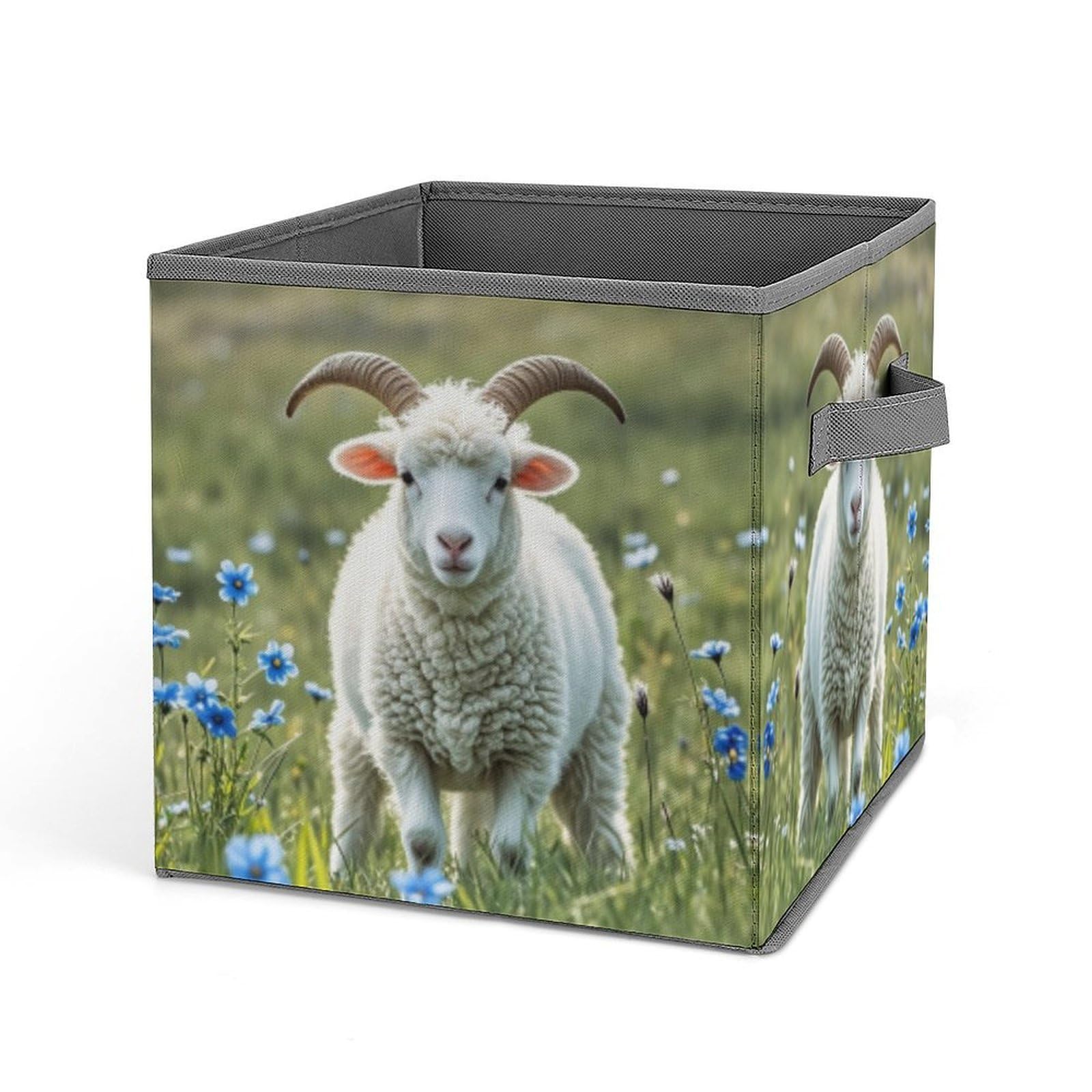 FekiLoot Sheep Folding Storage Bins with Handles Large Fabric Storage Cube Storage Organizer Heavy Duty Closet Organizer Sturdy Collapsible Bin Foldable Baskets