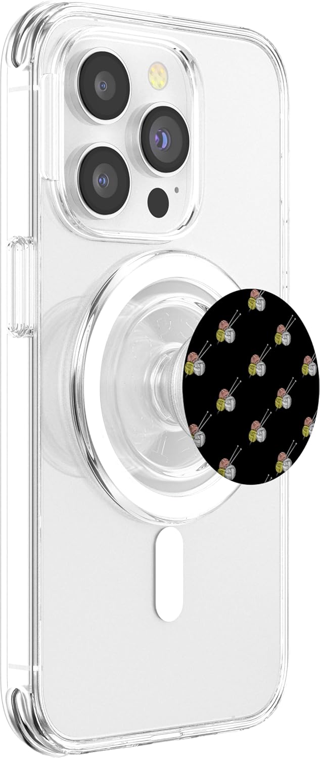Knitting Shapes Pattern Gift - Handcraft Knitter PopSockets MagSafe PopGrip for iPhone