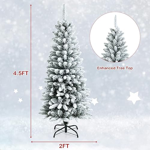 Miniatura 7 de BestComfort Árbol de Navidad flocado de nieve de 65 pies árbol de nieve con 829 puntas de rama polietileno y PVC de calidad soporte de metal