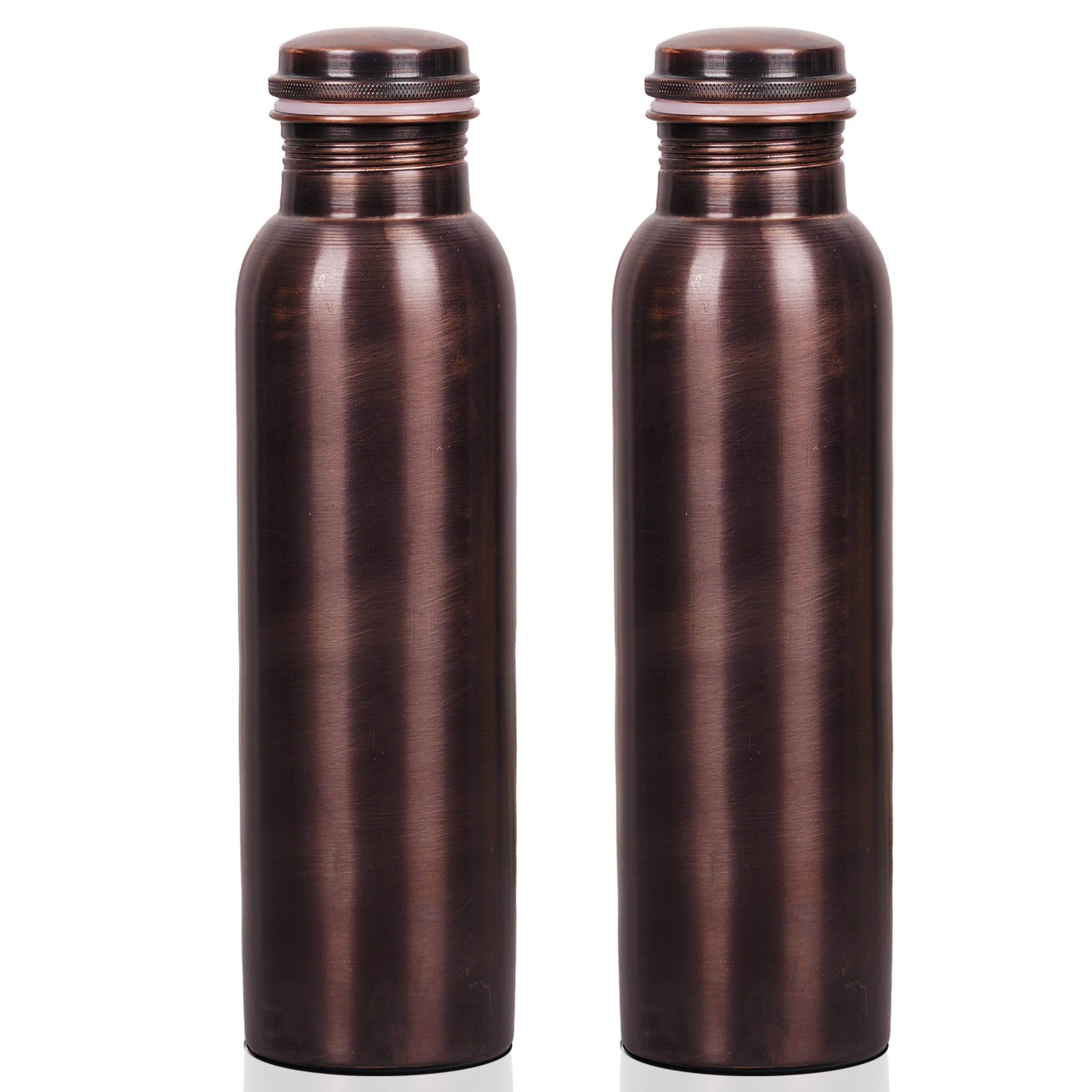 FURNISHFUL FINESSE Antique Copper Water Bottle with Jute Carry Bag – 32 Oz Copper Bottle for Drinking. Ayurvedic Copper Vessel for Yoga, Meditation, Gym, Sports, Outdoor – 2 Pack