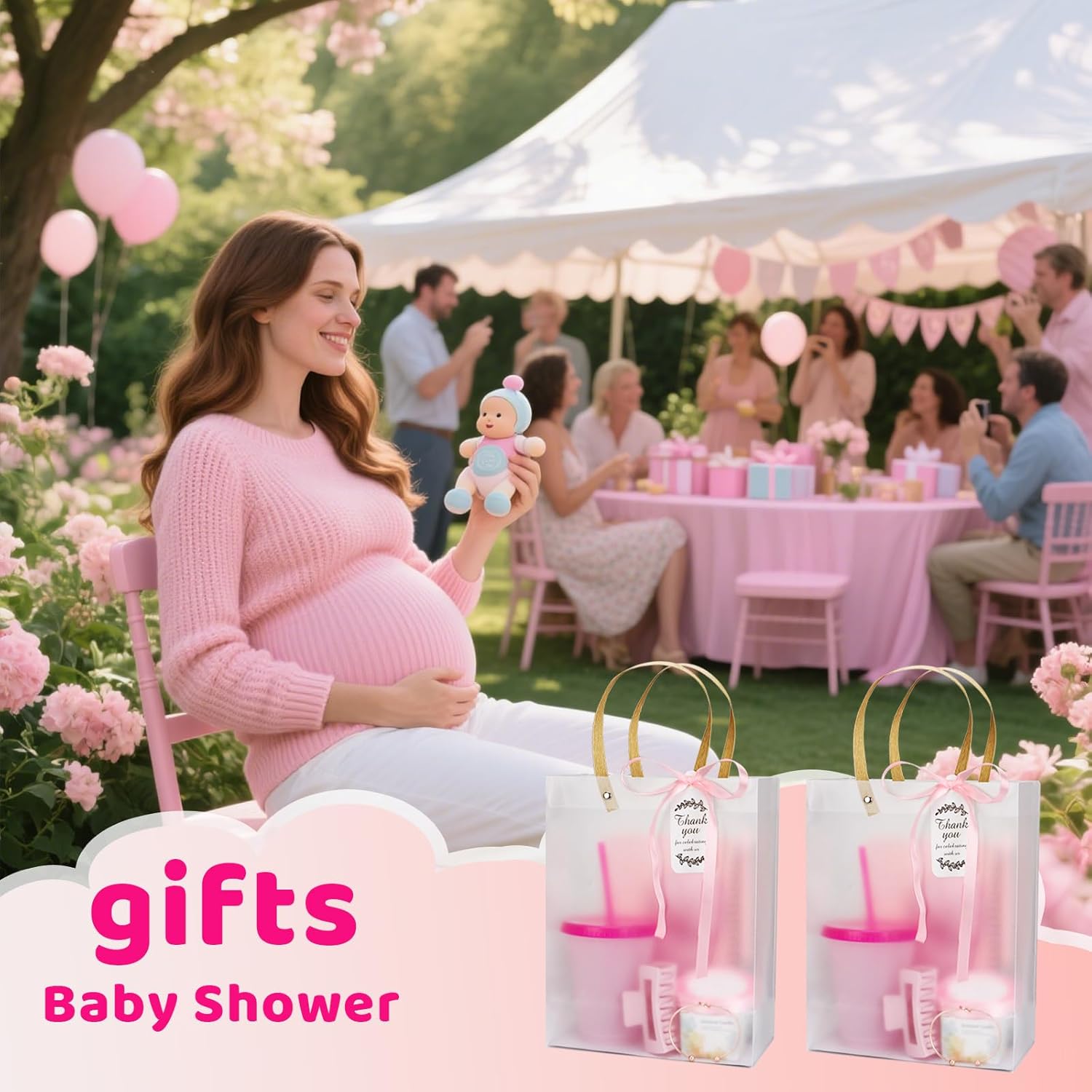 VZCBZC 6Set Baby Shower Prizes for Game Winners Baby Shower Favors Gifts including Plastic Tumbler Notebook Candles with Gift Bag for Winner Guests Wedding Bridal Shower Favors - Image 5