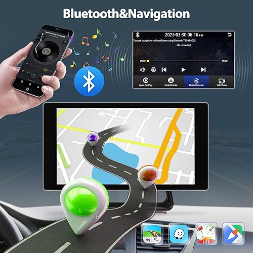 Miniatura 3 de Receptor de radio portátil inalámbrico de Apple Carplay y Android con pantalla táctil para automóvil, estéreo de 5 pulgadas, grabadora de conducción